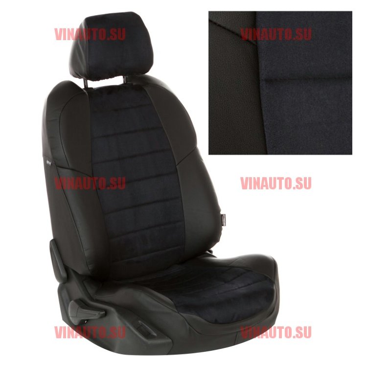 Авточехлы RENAULT-Logan 2004-2014 (Алькантара) чер+чер