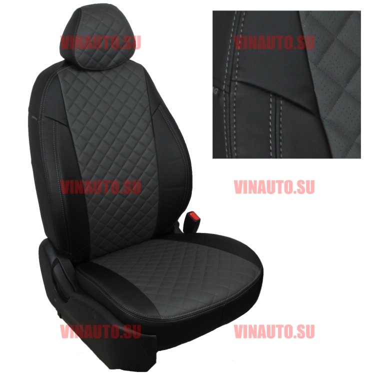 Авточехлы HYUNDAI- Creta 2016-2021 (Ромб) чер+тем.сер Авточехлы HYUNDAI- Creta 2016-2021 (Ромб) чер+тем.сер