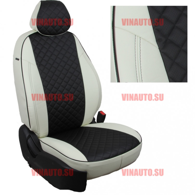 Авточехлы VW- Polo Sd сплошная с 2010 (Ромб) бел+чер Авточехлы VW- Polo Sd сплошная с 2010 (Ромб) бел+чер