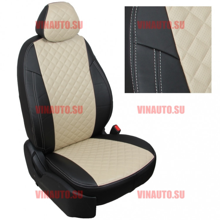 Авточехлы HYUNDAI- Elantra V (MD) 2011-2015 (Ромб) чер+беж