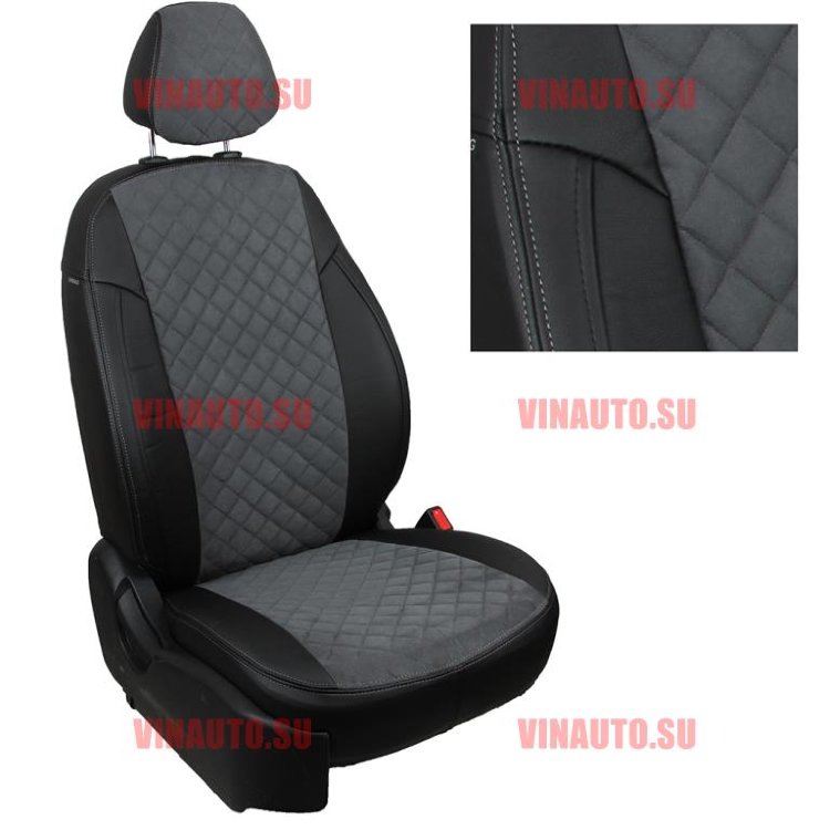 Авточехлы TOYOTA-Land Cruiser Prado 150 (5 мест) 2009- (Ромб-Алькантара) чер+сер Авточехлы TOYOTA-Land Cruiser Prado 150 (5 мест) 2009- (Ромб-Алькантара) чер+сер