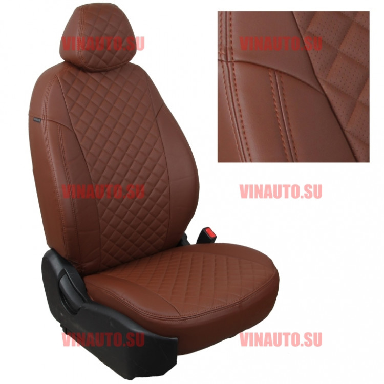Авточехлы VW- Tiguan (со столиками) 2007-2016 (Ромб) тем.корич