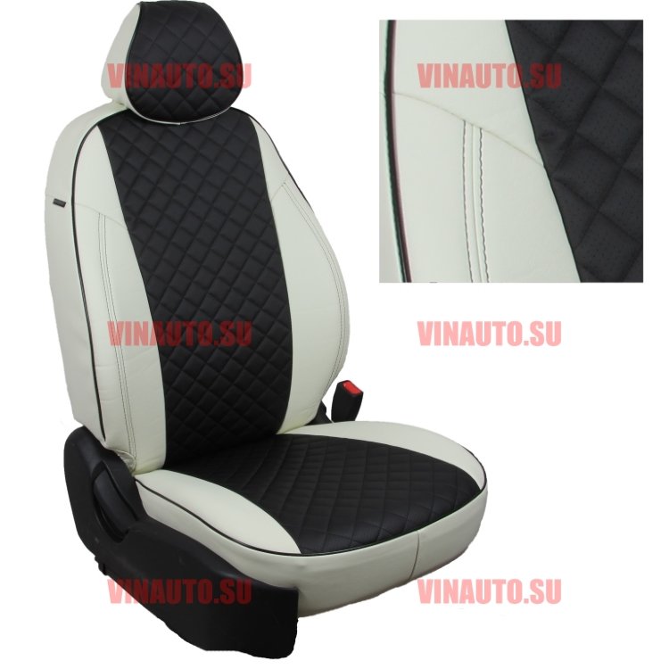 Авточехлы RENAULT- Arkana 40/60 (Ромб) бел+чер Авточехлы RENAULT- Arkana 40/60 (Ромб) бел+чер