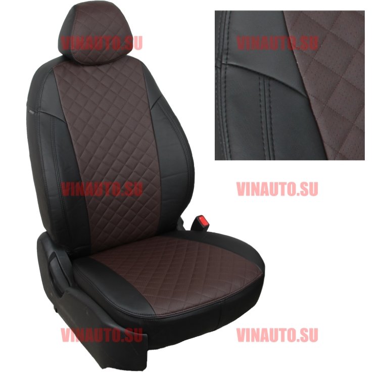 Авточехлы HYUNDAI-Solaris I hb/KIA-Rio III hb 2010-2017 (Ромб) чер+шоколад