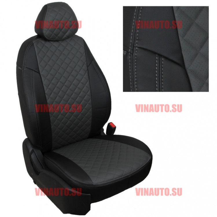 Авточехлы RENAULT-Logan 2004-2014 (Ромб) чер+тем.сер Авточехлы RENAULT-Logan 2004-2014 (Ромб) чер+тем.сер