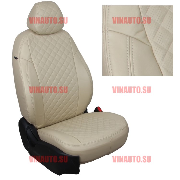 Авточехлы HYUNDAI-Solaris I hb/KIA-Rio III hb 2010-2017 (Ромб) беж+беж Авточехлы HYUNDAI-Solaris I hb/KIA-Rio III hb 2010-2017 (Ромб) беж+беж