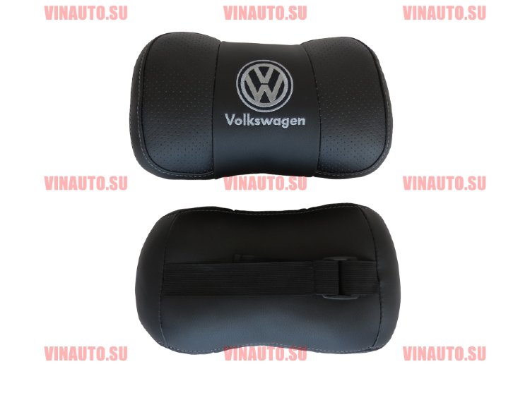Автомобильные подушки для шеи VOLKSWAGEN серая вышивка (Аригон) чер+чер