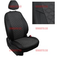 Авточехлы SUZUKI-SX-4 II Hb 2013-/Vitara II 2015- (Ромб-Алькантара) чер+тем.сер