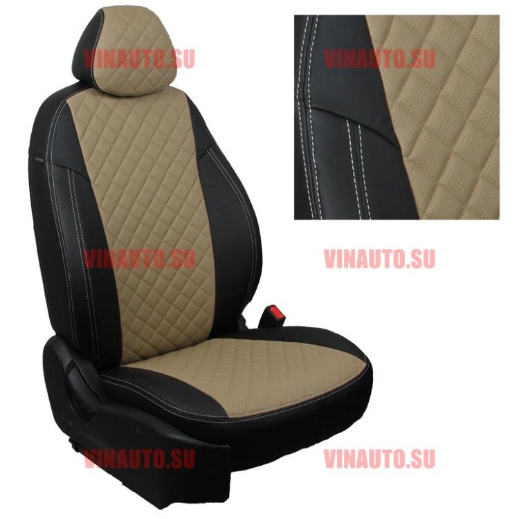 Авточехлы HYUNDAI- Creta 2016-2021 (Ромб) чер+тем.беж